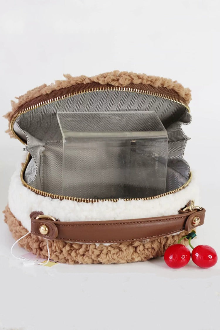 Cake Roll Dessert‑Themed Sweet Lolita Top‑Handle Shoulder & Crossbody Plush Bag 2 Colors - Product - 6