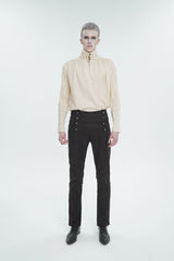 Stand Collar Ruched Men's Gothic Shirt - Product - 4