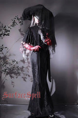 Black Faux Leather Snake Print Flared Fishbone Mermaid Gothic Lolita Skirt - Product - 4