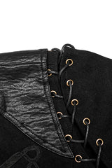 Black Metal Retro Button Decoration Long Sleeves Double Breasted Mens Steampunk Coat - Product - 9