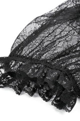 Black Lace Short Sleeves Cross Ruffled Women's Gothic Graduation Dress - Product - 16