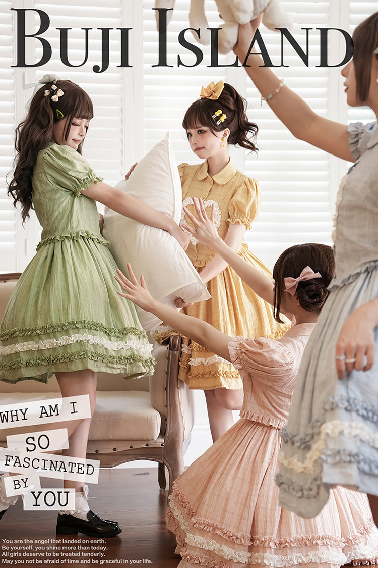 [Buji Island] Sleeveless Ruffle Bowknot Sweet Lolita Jsk Dress 4 Colors - Product - 4