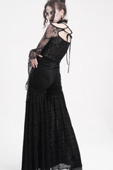 Black Chain Jacquard Floral Hollow Lace Women's Gothic Pants - Product - 9