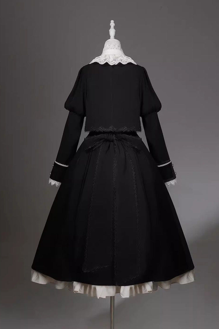 Black/White [Violin Variations] Ruffled Embroidered Gothic Lolita Jumper Dress Set - Product - 5