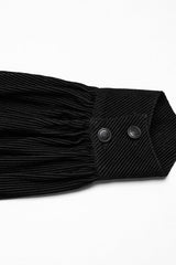 Black Double-breasted Long Puff Sleeves Men's Gothic Blouse - Product - 7