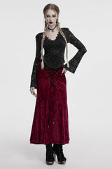 Black/Red High Waisted Lace-Up Women's Gothic Fishtailed Skirt - Product - 4