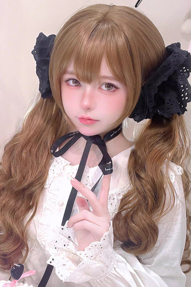 Golden Brown [Doll Pact] Claw-Clip Twin Ponytails Sweet Japanese Lolita Long Curly Wig - Golden-Brown - 1