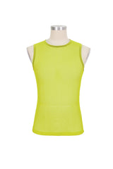 Yellow Elasticity Perspective Rhombus Net Yarn Sleeveless Men's Gothic T-Shirt - Product - 6