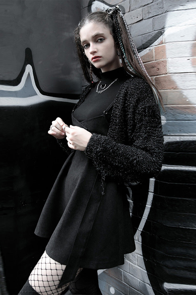 Black Casual Strap Buckle High Waist Women's Steam Punk Dress - Product - 3