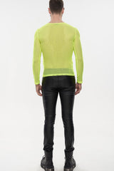 ellow Gothic Elasticity High Neck Long Sleeve Mesh Men's Shirt - Product - 5