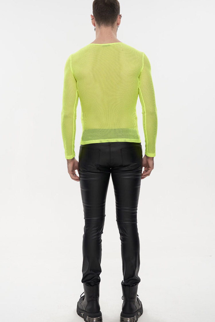 ellow Gothic Elasticity High Neck Long Sleeve Mesh Men's Shirt - Product - 5