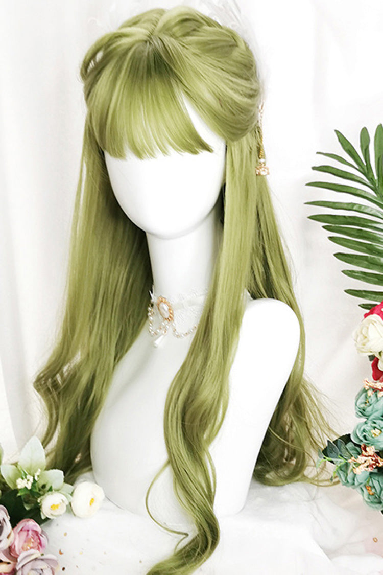 Grass Green Air Bangs Long Curly Classic Lolita Wig - Product - 3