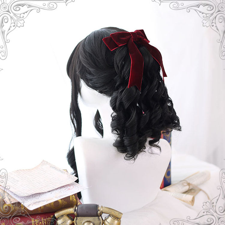 Black roman roll long classic lolita wigs - Product - 3