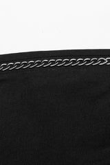 Black Slim Silver Chain Metal Rivets Women's Steampunk Military Leggings - Product - 6