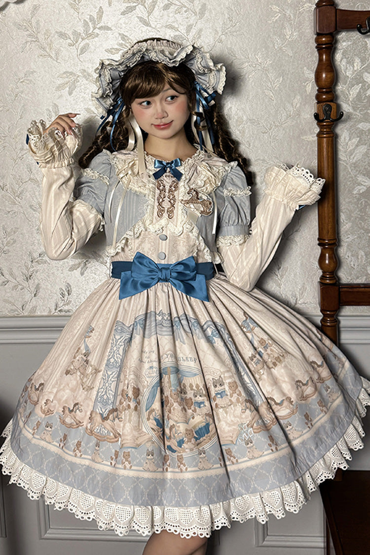 Sea Salt Fairy Tale Doll Short Sleeves Print Ruffle Bowknot Sweet Lolita Dress 2 Colors - Product - 11