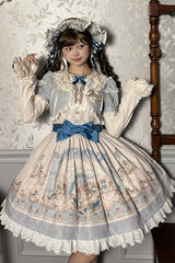 Sea Salt Fairy Tale Doll Short Sleeves Print Ruffle Bowknot Sweet Lolita Dress 2 Colors - Product - 11
