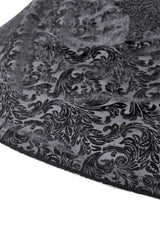 Black Ruffled Turtleneck Bishop Long Sleeves Floral Lace Patchwork Velvet Women's Gothic Blouse - Product - 17