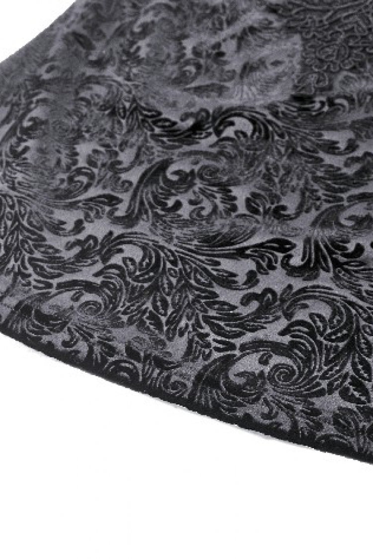 Black Ruffled Turtleneck Bishop Long Sleeves Floral Lace Patchwork Velvet Women's Gothic Blouse - Product - 17