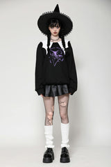 Black/White Point Peter Pan Collar Collar Long Sleeves Women's Gothic Vintage College Sweatshirt - Product - 5