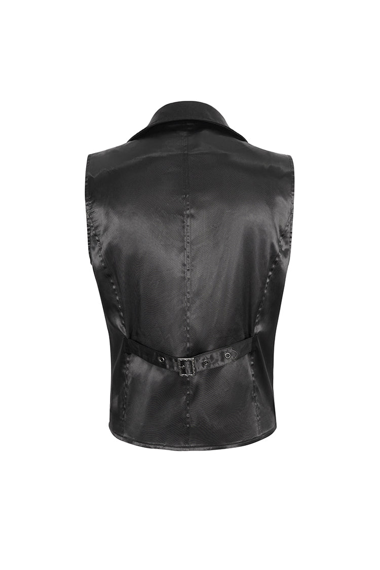 Black/Red Embossed Feather Men's Gothic Waistcoat - Product - 10
