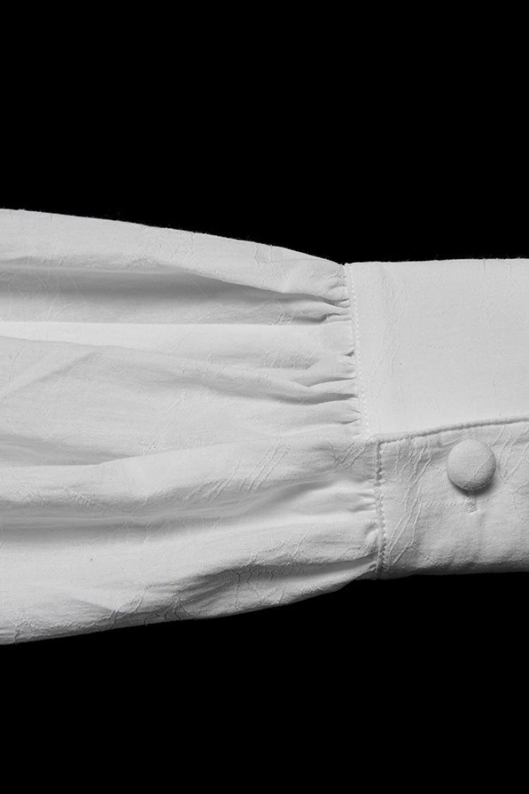 White Lapel Collar Long Puff Sleeves Men's Gothic Blouse with Detachable Necktie White - Product - 8