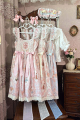 [Sweetheart Party] Sleeveless Printed Ruffled Embroidered Lace Sweet Lolita Jsk Dress 3 Colors - Product - 10