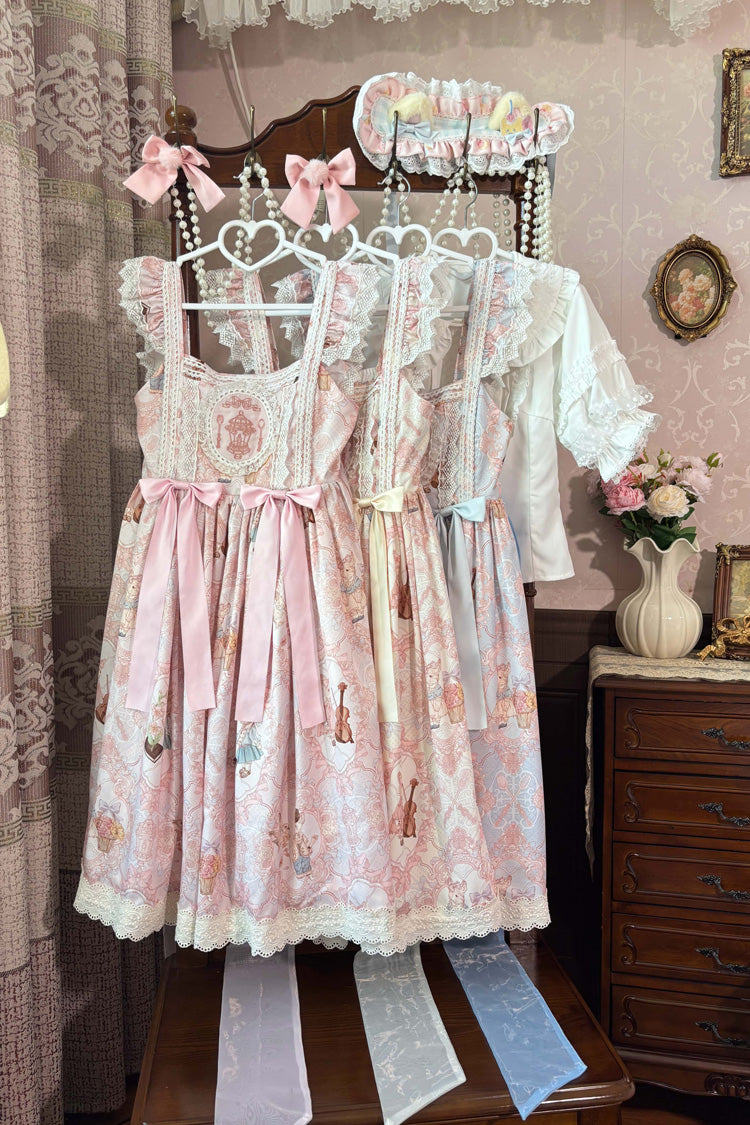 [Sweetheart Party] Sleeveless Printed Ruffled Embroidered Lace Sweet Lolita Jsk Dress 3 Colors - Product - 10