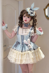 [Goodnight Alice] Sleeveless Ruffled Bow Lace-Up Sweet Lolita Jsk Dress 3 Colors - Product - 4