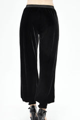 Black Gothic Front Decals Split Splice Mesh Velvet Women's Pants - Product - 5