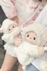Little Lamb Guli Lying-Down Plush Toy Sweet Lolita Backpack 2 Colors - White - 1