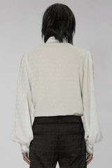 White Punk Turtleneck Dragon Scale Jacquard Long Lantern Sleeves Lace Edge Men's Shirt - Product - 3