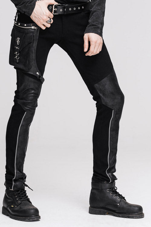 Black Punk Fitted With Leg Bag Straight Mens Pants - Product - 2