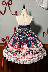 Mint Strawberry Dessert Print High Waisted Ruffle Bowknot Sweet Lolita JSK Dress 4 Colors - Product - 15