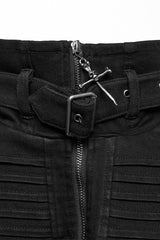 Black Stand Collar Sleeveless Rivet Zipper Men's Punk Cape - Product - 5