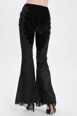 Black Floral Embroidery Stitching Lace Women's Gothic Pants - Product - 10