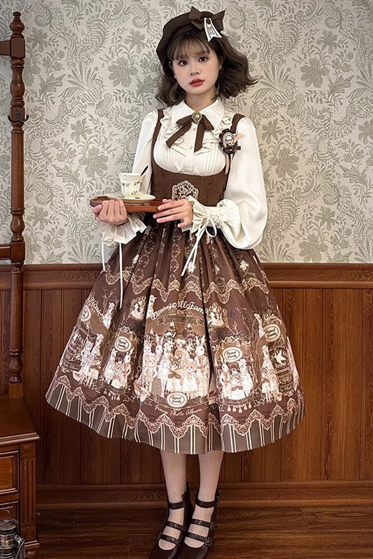 Doll's House Print Ruffle Embroidery Long Version Sweet Lolita Jsk Dress 2 Colors - Product - 6