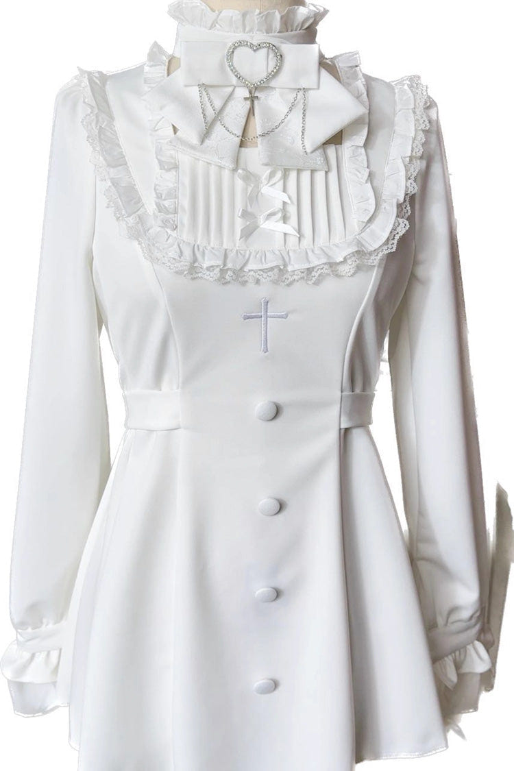 Stairway to Heaven Long Sleeves Embroidery Bowknot Lace Sweet Jirai Kei Set 3 Colors - Product - 3