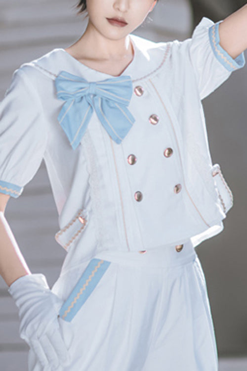 White Immortal Mint Ouji Lolita Short Sleeves - White - 1