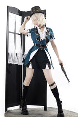 Black/Green [Anlexia Bookstore] Square Collar Short Sleeves Embroidered Studded Gothic College Style Prince Handsome Ouji Lolita Set - Product - 7