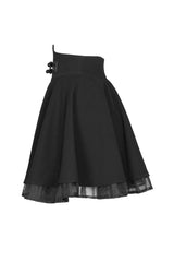 Black Front Metal Buckle Loops High Waist Splice Mesh Women's Punk Skirt - Product - 6