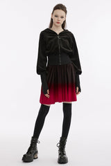Black/Red Sleeveless Gradient Ruffle Embroidery Women's Gothic Dress - Product - 4
