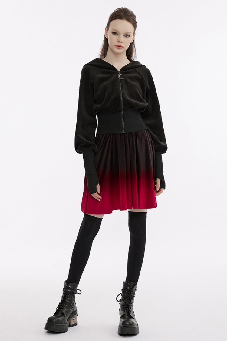 Black/Red Sleeveless Gradient Ruffle Embroidery Women's Gothic Dress - Product - 4