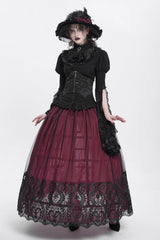 Black Batwing Beaded Lace-Up Zipper Women's Underbust Corset - Product - 8