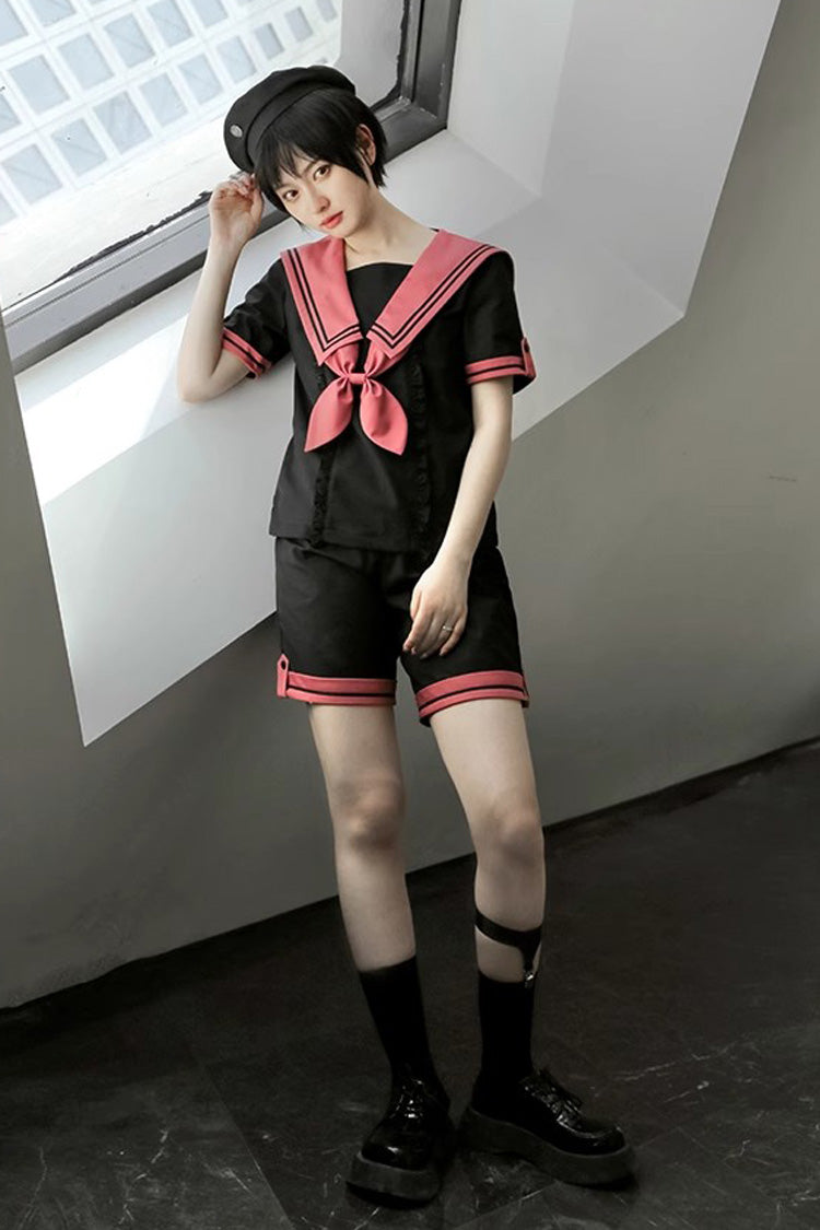 Black Voyage To Atlantis Navy Style Short Sleeves Prince Ouji Lolita Set - Product - 2