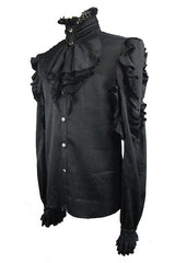 Black Vampire Ruffled Sleeves Mens Gothic Blouse - Product - 5