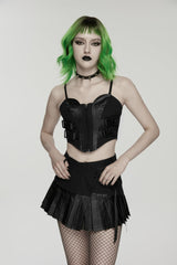 Black Asymmetric Buckled Pleated Women's Punk Skirt - Product - 7