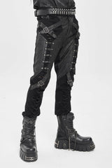 Black Ripped Buckle Straps Men's Punk Pants - Product - 3