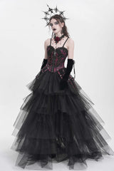 Red Sleeveless Embroidery Lace Chain Women's Gothic Vest - Product - 9