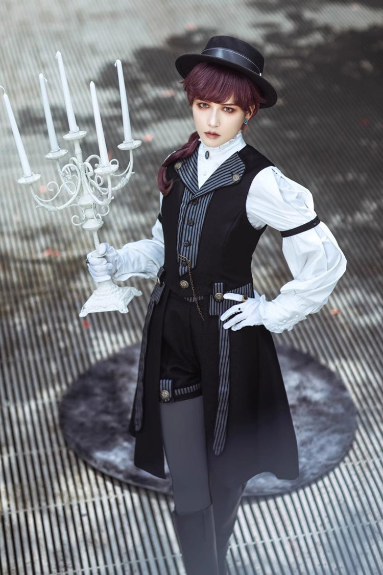 Black Eternal Dawn Retro Elegant Handsome Neutral Prince Gothic Ouji Shorts - Product - 3