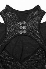 Black Cheongsam Collar Fishtailed Hollow Women's Gothic Dress - Product - 6